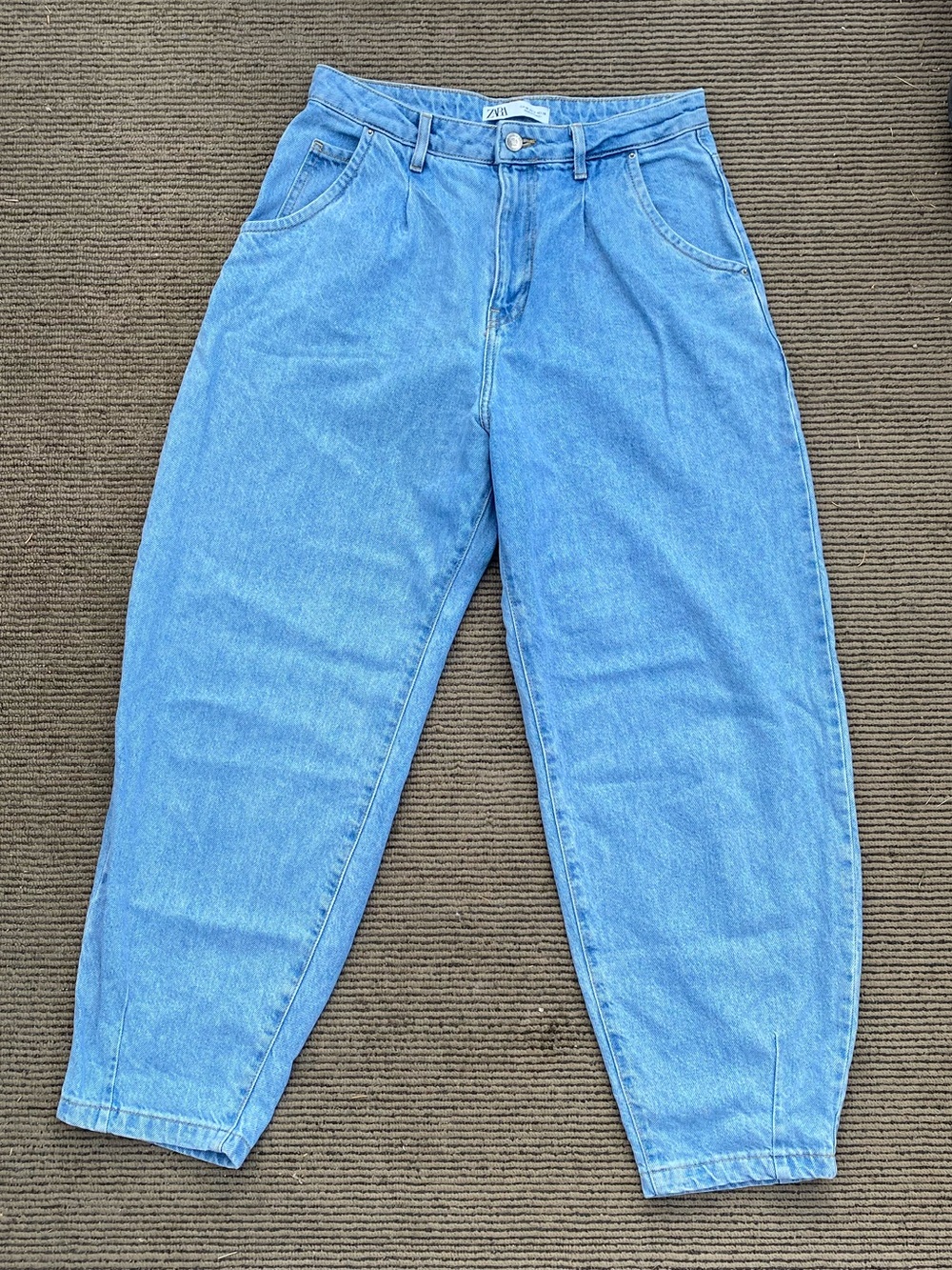 Zara Light Blue Boyfriend High-Waist Jeans